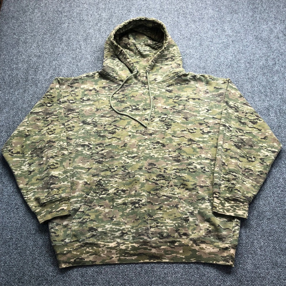 NOC Mens Digital Camo Hoodie XL Green Tan Pixelated Camouflage Pullover
